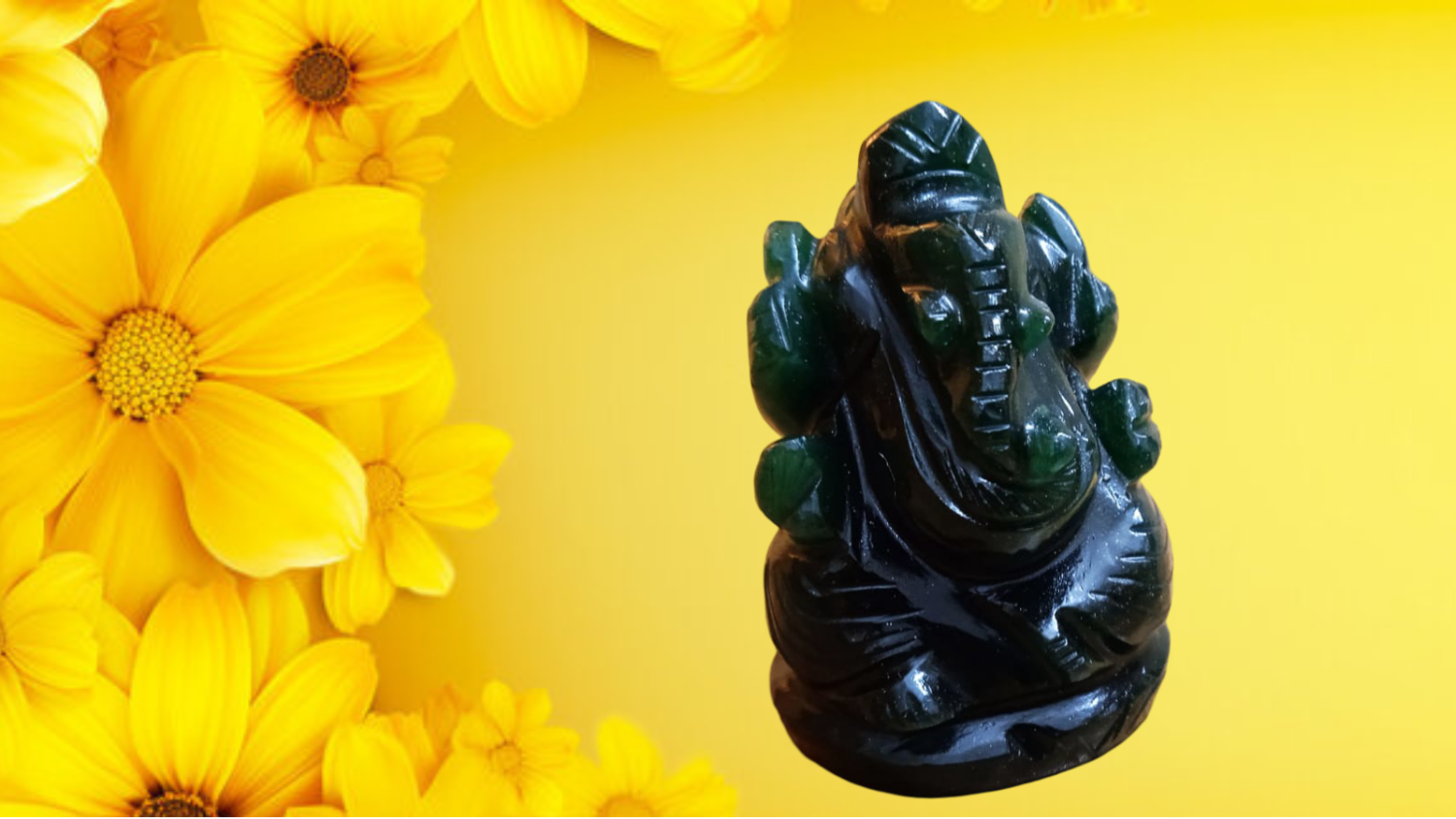 Natural Green Jade Stone Lord Ganpati – Sacred & Auspicious/नेचुरल ग्रीन जेड स्टोन भगवान गणपति की मूर्ति