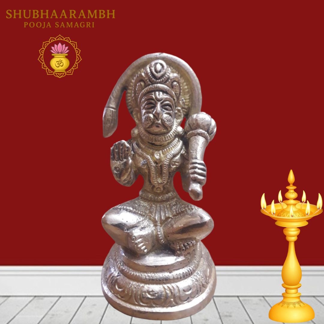 Lord Hanuman Brass Idol (Golden Polish)/भगवान हनुमान पीतल की मूर्ति (गोल्डन पॉलिश)
